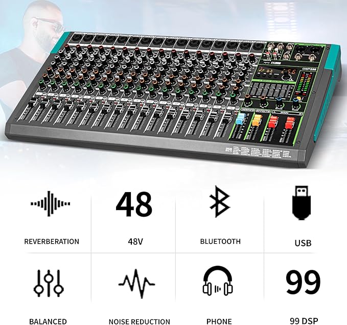 Depusheng PA16 Professional Audio Mixer Sound Board Console Desk System - Image 3