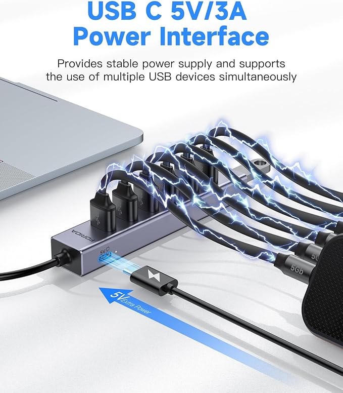 FORIDA USB C to USB Hub, 8 Ports USBC HUB - Image 3