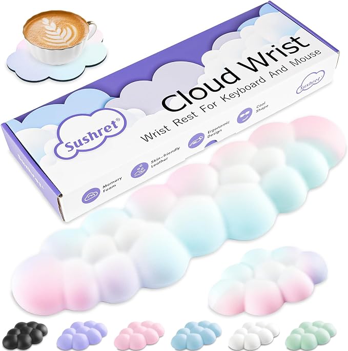 Cloud Wrist Rest Keyboard, Cloud Keyboard Wrist Pad Set by Sushret