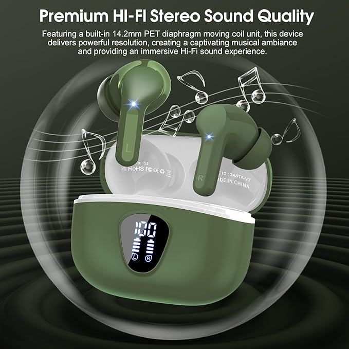 Wireless Earbuds, IP7 Waterproof in Ear Earphones, LED Display Ear buds - Image 3