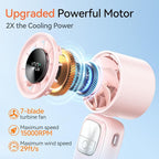 3-in-1 Portable Handheld Turbo Fan-100 Speeds, 15000 RPM, 10Hrs Cooling - Image 2