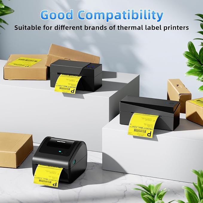 4x6 Thermal Labels, 1 Packs of 500 4x6 Fold Labels Yellow - Image 2