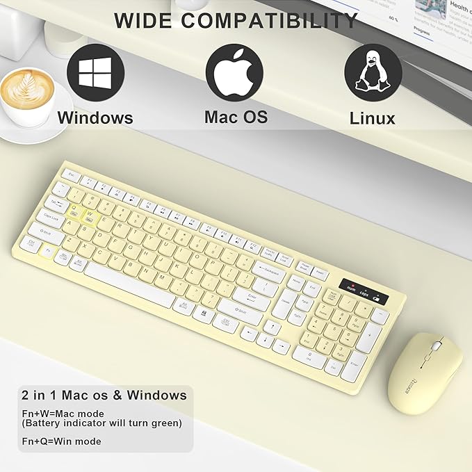 Wireless Keyboard and Mouse Combo, Full-Sized Wireless Keyboard and Adjustable - Image 7