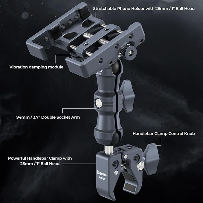 Riding Phone Holder Kit, Include Dual Socket Arm/Handlebar Strong Rod - Image 2