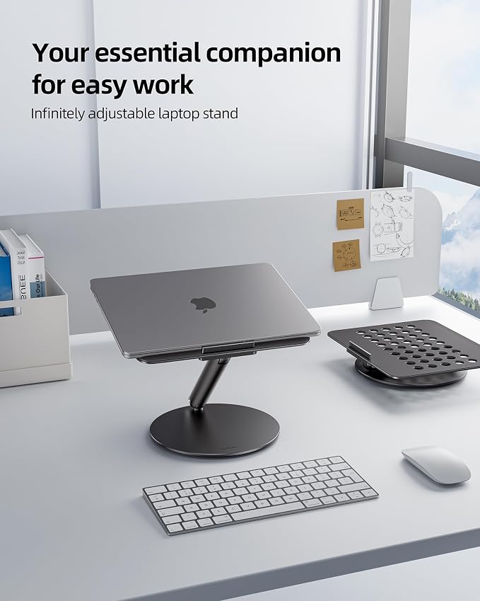 LULULOOK Laptop Stand for Desk, Full Aluminum Computer Stand, 360 Rotating - Image 7