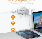 Multi Plug Outlet Splitter, TESSAN Wall Surge Protector 5 Outlet Extender 3 USB - Image 2