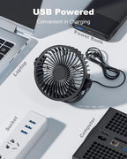 USB Desk Fan, 5 Inch Mini Portable, 3 Speeds Strong Airflow Personal Desktop - Image 4