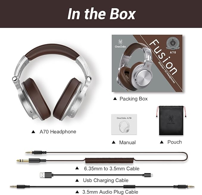 OneOdio A70 Bluetooth Over Ear Headphones, Wireless Headphones w/ 72H Playtime - Image 9