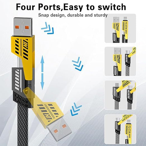 2Pack 4 in 1 Fast Charging Cable, Transferring Data, 6.65 Ft, Braided Cable 65W - Image 2