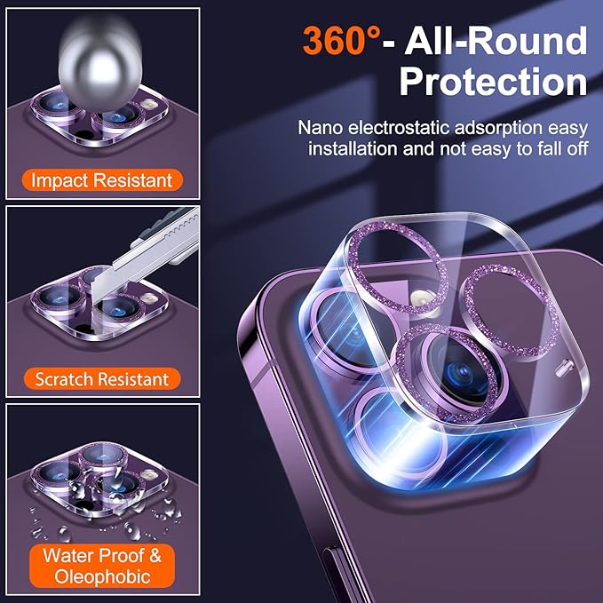 UniqueMe Compatible for iPhone 14 Pro Max/iPhone 14 Pro Camera Lens Protector - Image 6