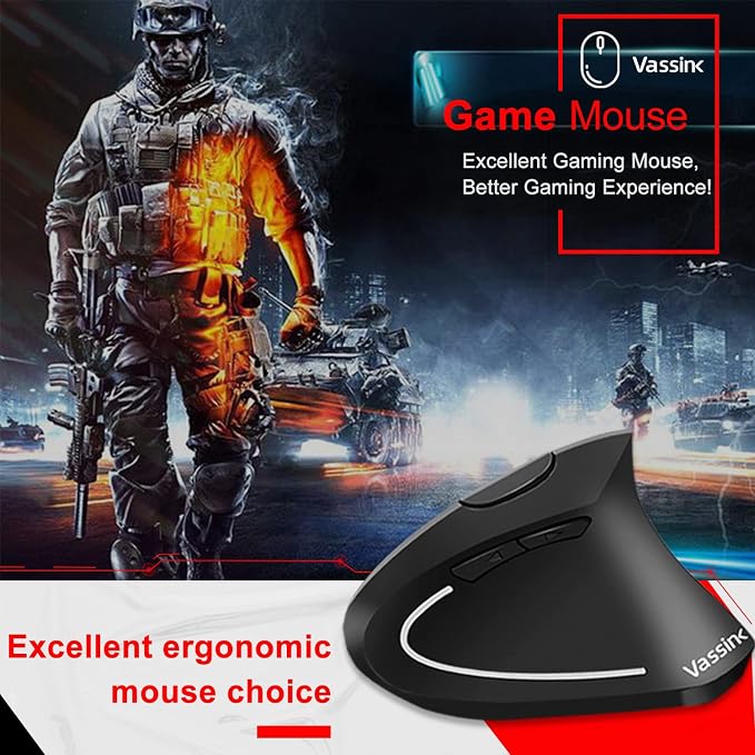 Vassink Ergonomic Mouse, Rechargeable Wireless Mouse, 2.4GHz Rechargeable - Image 3