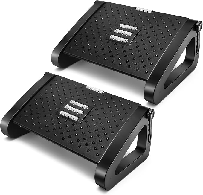 2 Pcs Foot Rest for Under Desk at Work, Ergonomic 6 Heights Adjustable Footrest by Beeveer