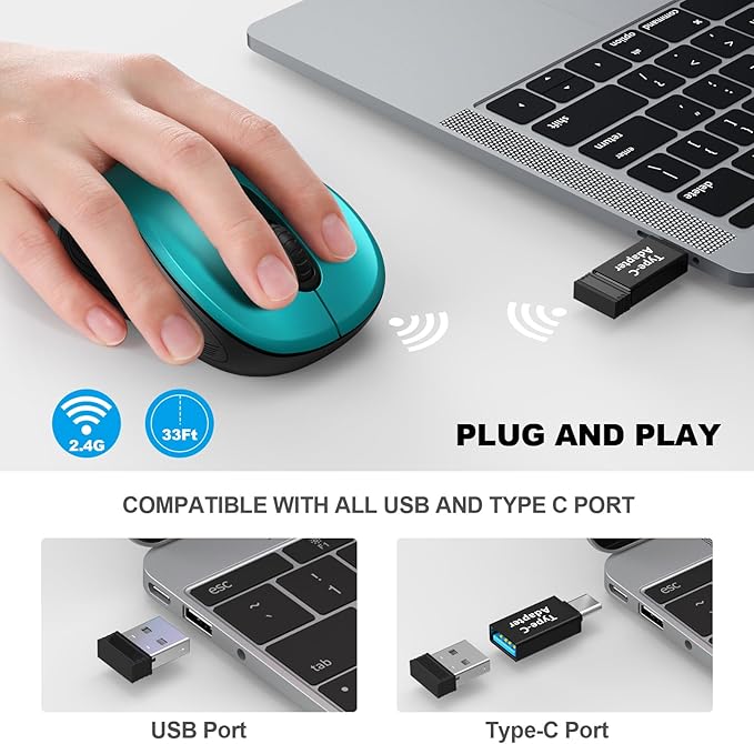 WisFox 2.4G Wireless Mouse for Laptop, Ergonomic Computer Mouse - Image 2
