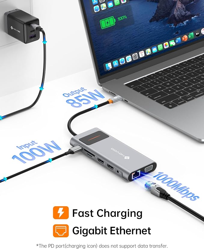 NOVOO USB C Docking Station Dual Monitor HDMI - Image 5