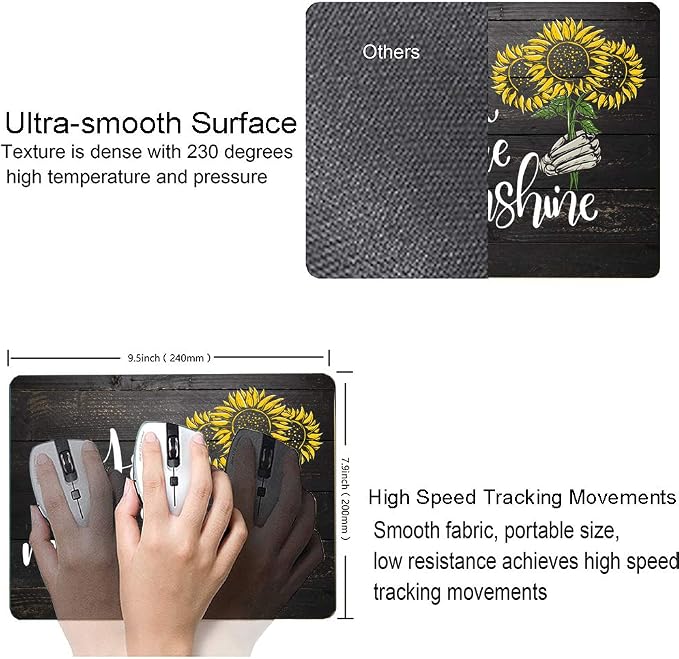 Sunflower 'You Are My Sunshine' Black Wood Gaming Mouse Mat - Image 3