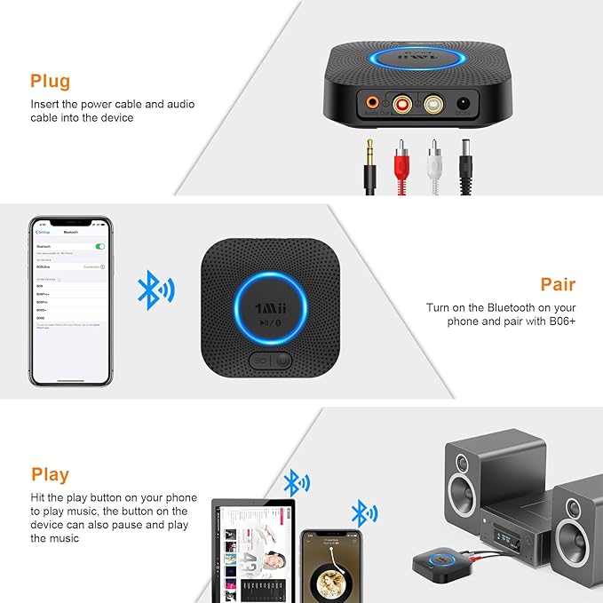 1Mii B06+ Bluetooth Receiver, Hi-Fi Wireless Audio Adapter - Image 7