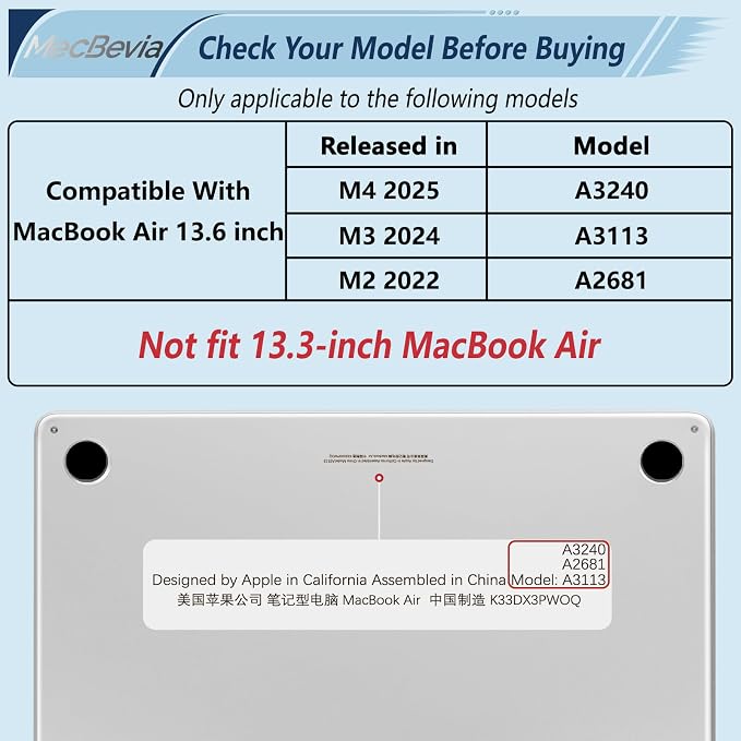 Compatible with MacBook Air 13.6 inch Case, M4 A3240/M3 A3113/M2 A2681 - Image 2