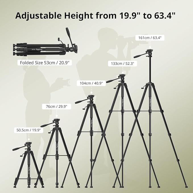 SmallRig CT-07 Aluminum Camera Tripod Stand, 63.4" Travel Tripod - Image 7
