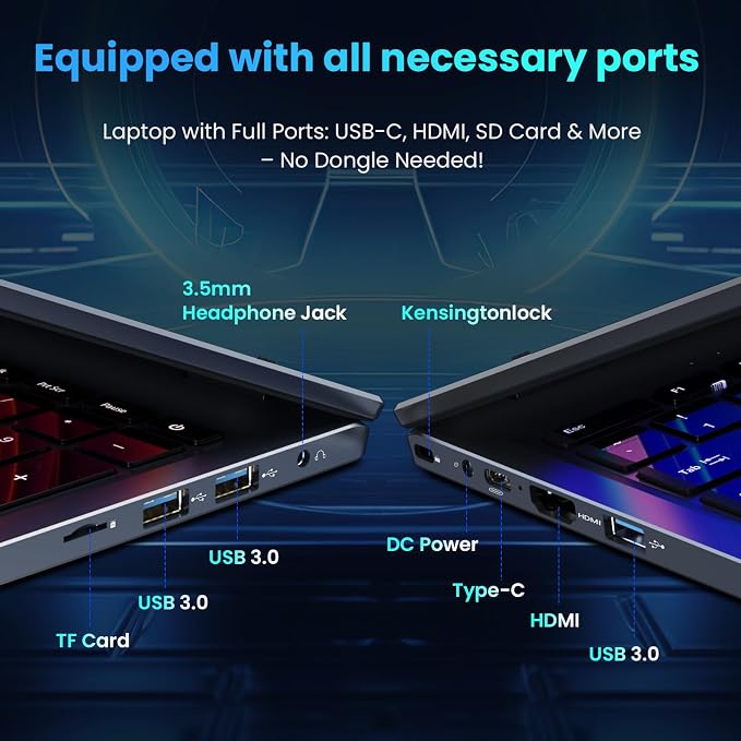17.6 inch Student-Laptop Computer, 2025 16GB RAM 384GB SSD Expandable 512GB - Image 6