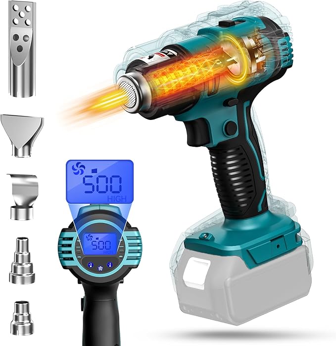 LIVOWALNY Cordless Heat Gun Compatible - 350W 122℉-1022℉ Adjustable Portable by LIVOWALNY