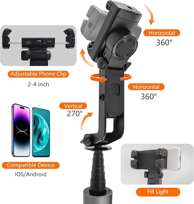 78.7" Selfie Stick Tripod for iPhone/Android, Auto Face Tracking Tripods - Image 7