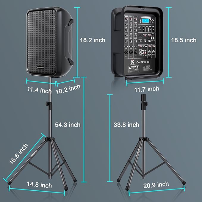 All-in-One 2-Way PA Speaker System DJ Mixer Bundle, 300W 8-Channel Mixer - Image 4