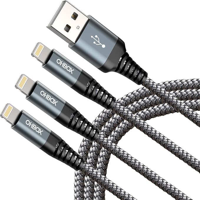 Short iPhone Charger Cable 3FT, i Phone Charging Cord Compatible by OHBOX