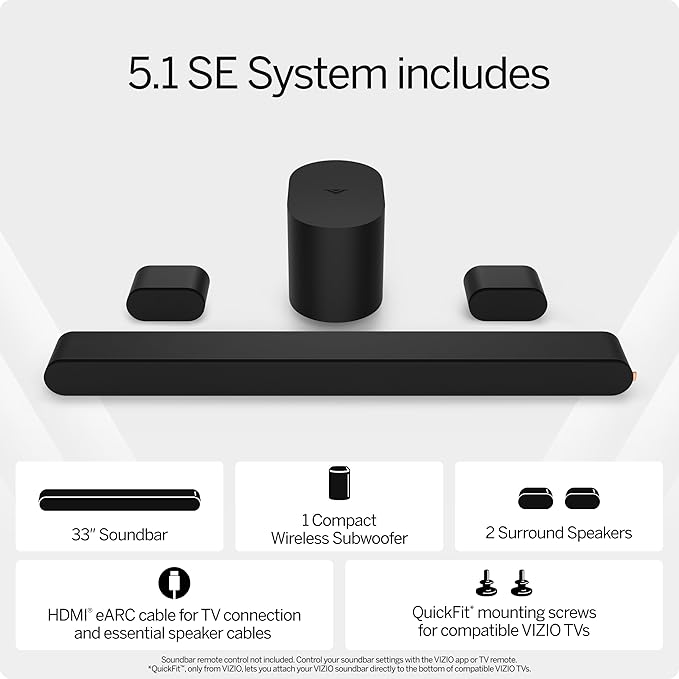 VIZIO 5.1 Soundbar SE, Wireless Subwoofer, Surround Sound w/Dolby Atmos & DTS:X - Image 3