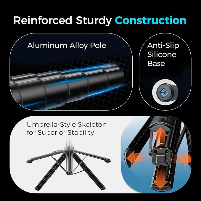 Auto Face Tracking Tripod & 360° Rotating Selfie Stick - Image 7