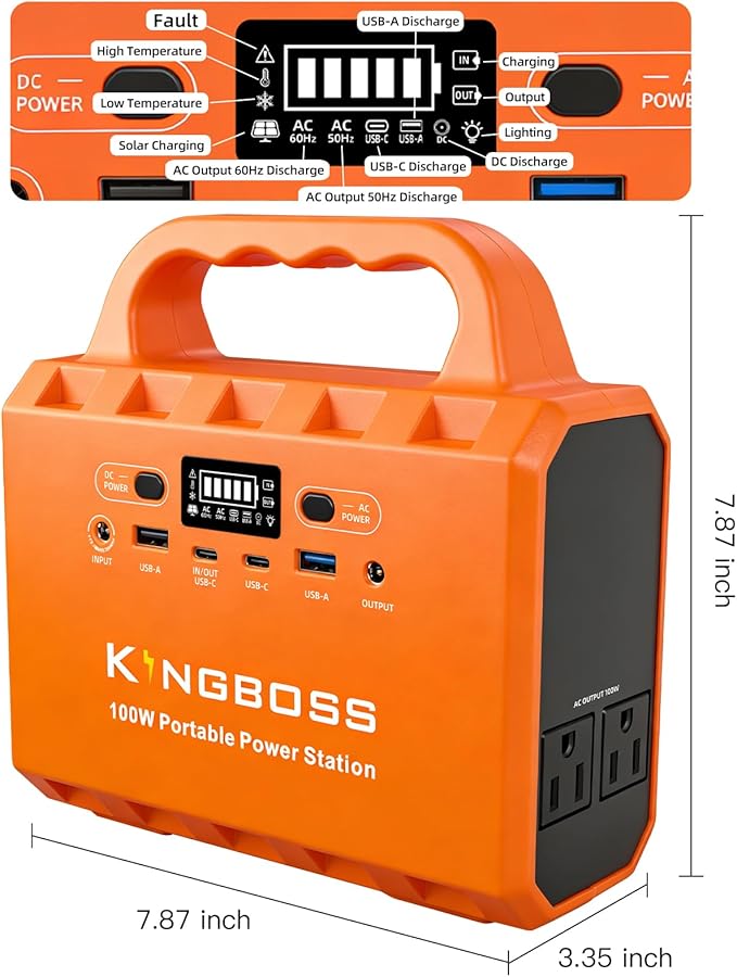 KINGBOSS 100W Portable Power Station, 96Wh LiFePO4 Battery Small Generator - Image 6