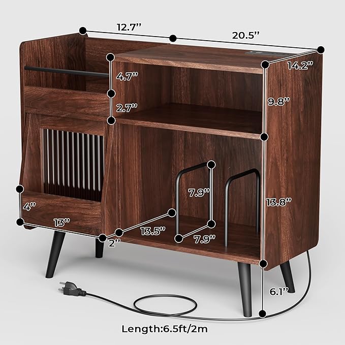 Large Record Player Stand with Sliding Door, 350 Vinyl Record Storage Cabinet - Image 2