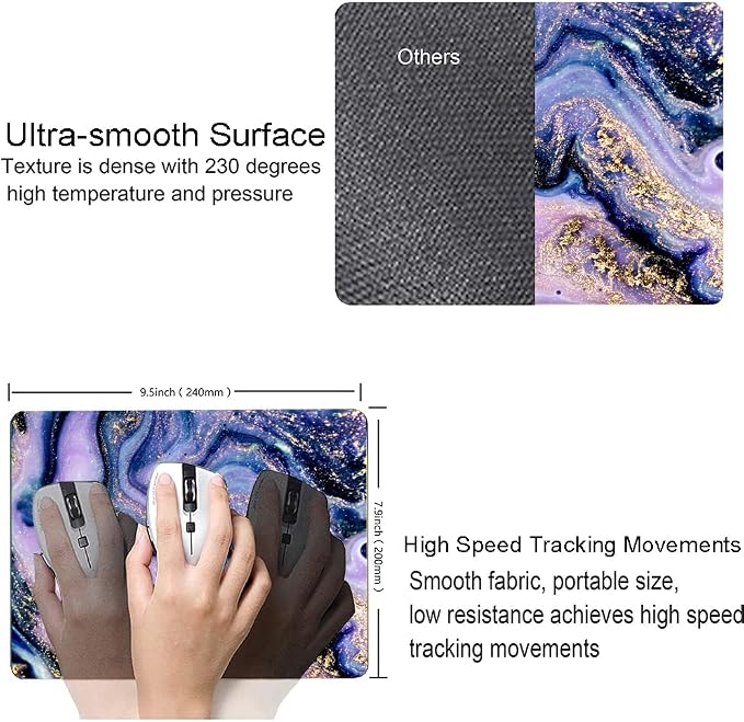Mouse Pad, Premium-Textured Marbling Mouse Mat Square Waterproof Non-Slip - Image 3