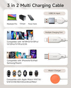for Apple Watch Charger, 3-in-2 Silicone Multi Charging Cable Travel Fast - Image 2