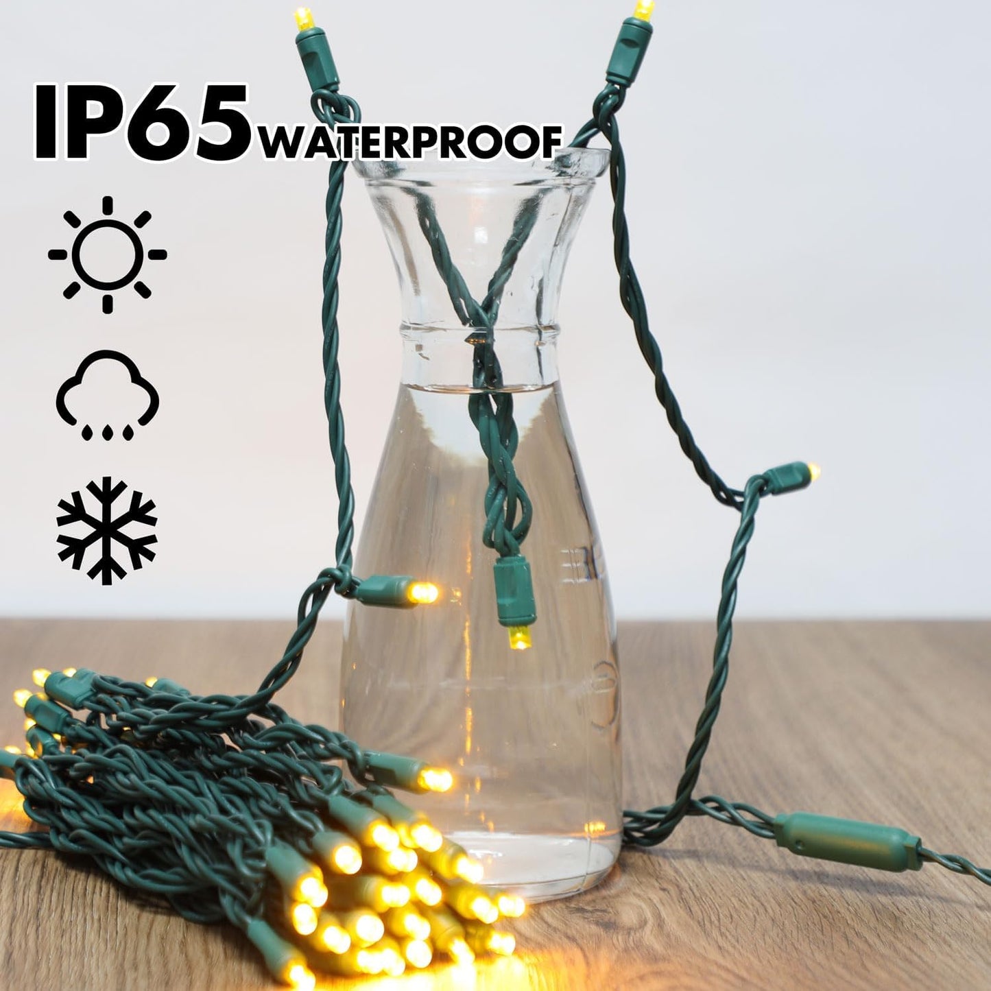 1200LED (24pk of 50L) String Lights, LED Christmas Lights, 6" SPACING,Green Wire, Yellow