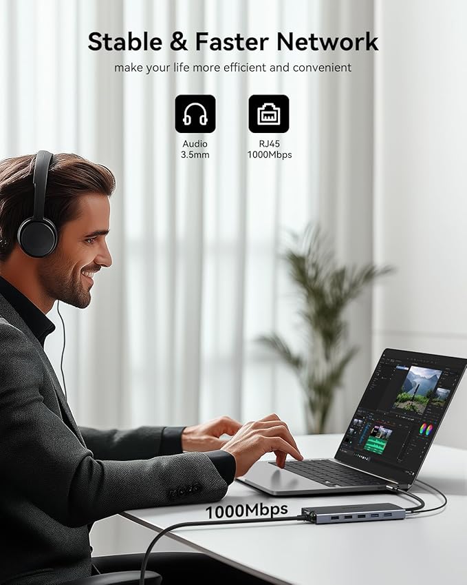 USB C Docking Station Dual Monitor 15 in 1 Laptop Docking Station Triple Display - Image 8