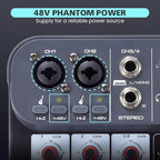 4 Channel DJ Audio Mixer, DJ Mixers Sound Board, Sound Mixer Board XLR 1/4" - Image 3