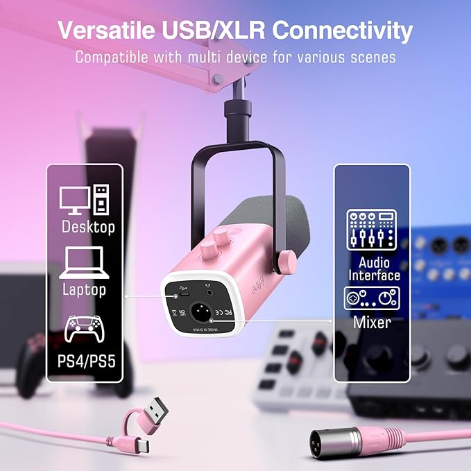 FIFINE XLR Gaming Microphone USB, PC Dynamic Microphone Kit - Image 3