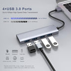 USB Hub, USB 3.0 Hub Aluminum Alloy Ultra Slim USB Splitter, Portable 4 Port - Image 2