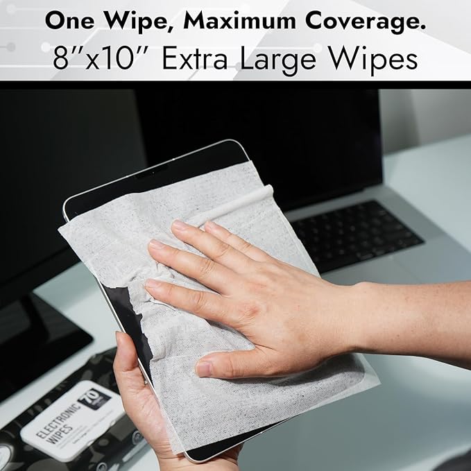 Air Jungles Electronic Screen Cleaning Wipes 70 Count, Large 8"x10" Cleaner - Image 2