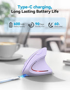 TECKNET Ergonomic Mouse, Rechargeable 2.4G+Bluetooth Vertical Mice 6 DPI - Image 3
