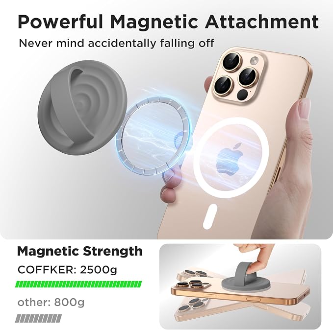 Magnetic Phone Ring Grip Holder, Silicone Finger Loop Grip, Compatible - Image 3