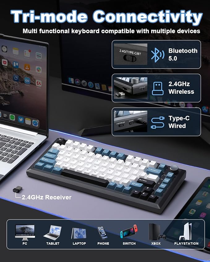 Y75 Gasket Wireless Mechanical Keyboard, 75% Hot-Swappable - Image 3