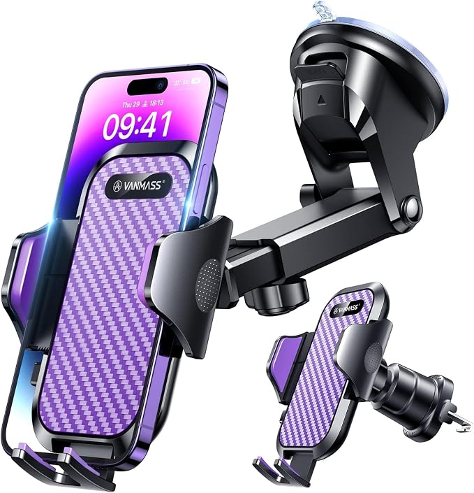 VANMASS True Military-Grade Car Phone Holder Strongest Suction & Clip Cell by VANMASS