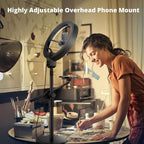 12" Ring Light with Stand and Phone Holder, Overhead Phone Stand, 2 Phone - Image 2
