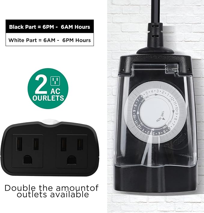 G-Homa 24 Hour Mechanical Outdoor Timer Outlet, Outdoor Timer - Image 2