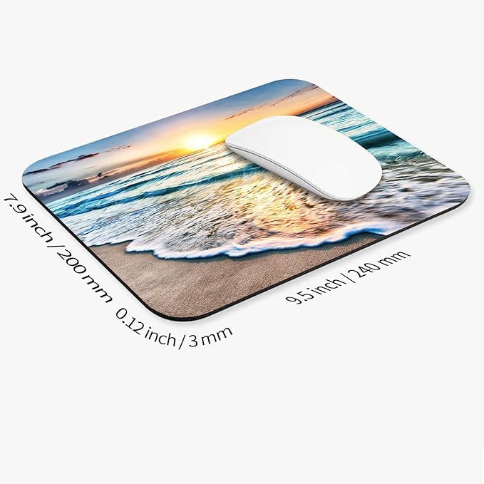 Square Mouse Pad Beach Sunset, Personalized Premium-Textured Custom Mouse Mat - Image 2