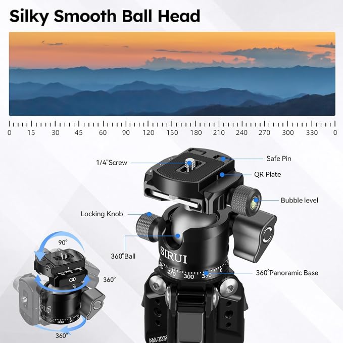 SIRUI Lightweight Mini Tripod, 1.9lbs Aluminum Desktop Table Tripod - Image 4