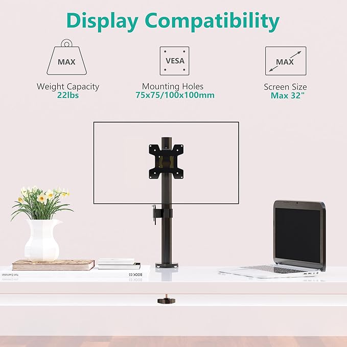 WALI Single Monitor Mount, Monitors Desk Mount, Single Monitor Arm Holds Screen - Image 4