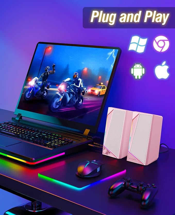 LENRUE Computer Speakers, USB/USB-C Powered PC Speakers - Image 5