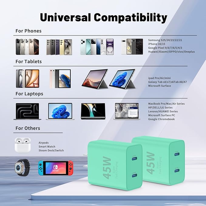 Super Fast Samsung Charger Type C, 45W Dual Port USB C Fast Charger Block & - Image 7